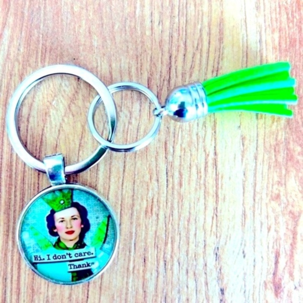 Snarky Lady Silver Colour Tassel Keychain, Handmade, NWT